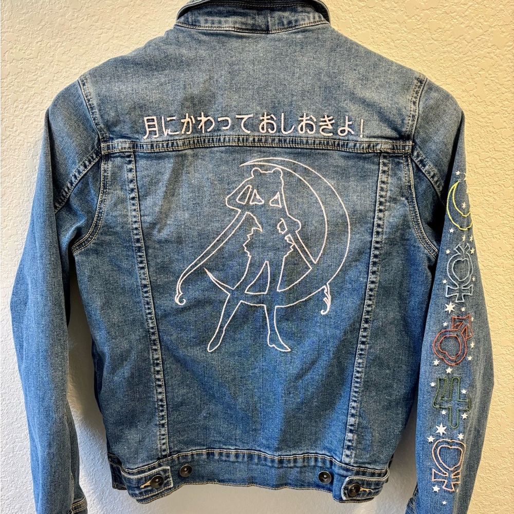 Sailor Moon Silhouette Denim Jacket with Embroidery